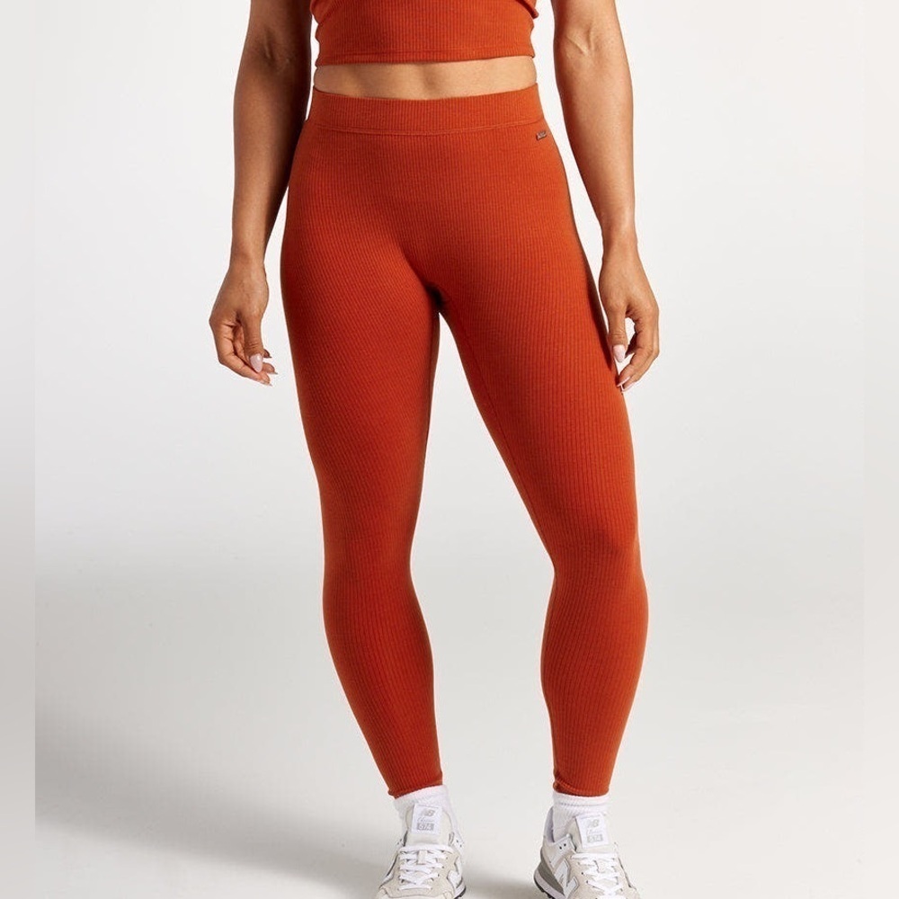 BYLT Basics Rib High-Waist Leggings Red Clay